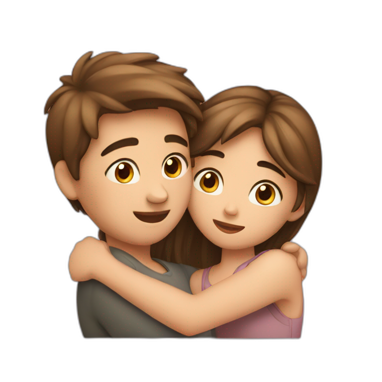 boy and girl hugging in love emoji