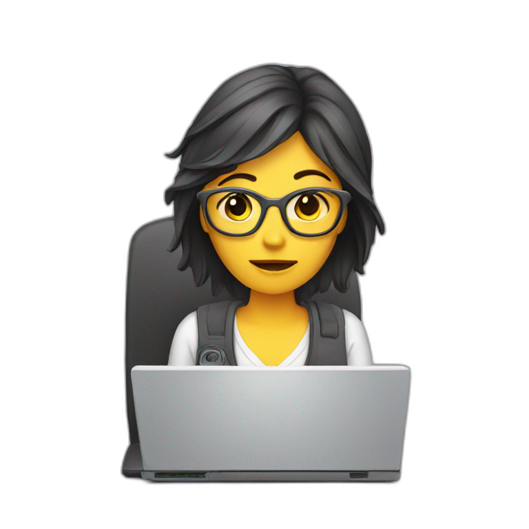 exhausted woman programmer with computer emoji