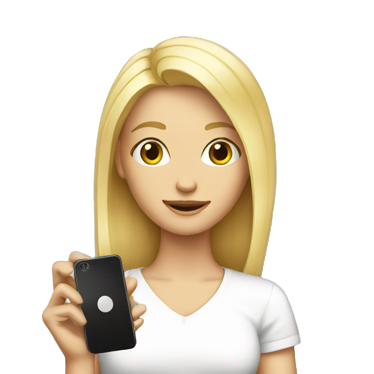 blonde girl with cell phone emoji