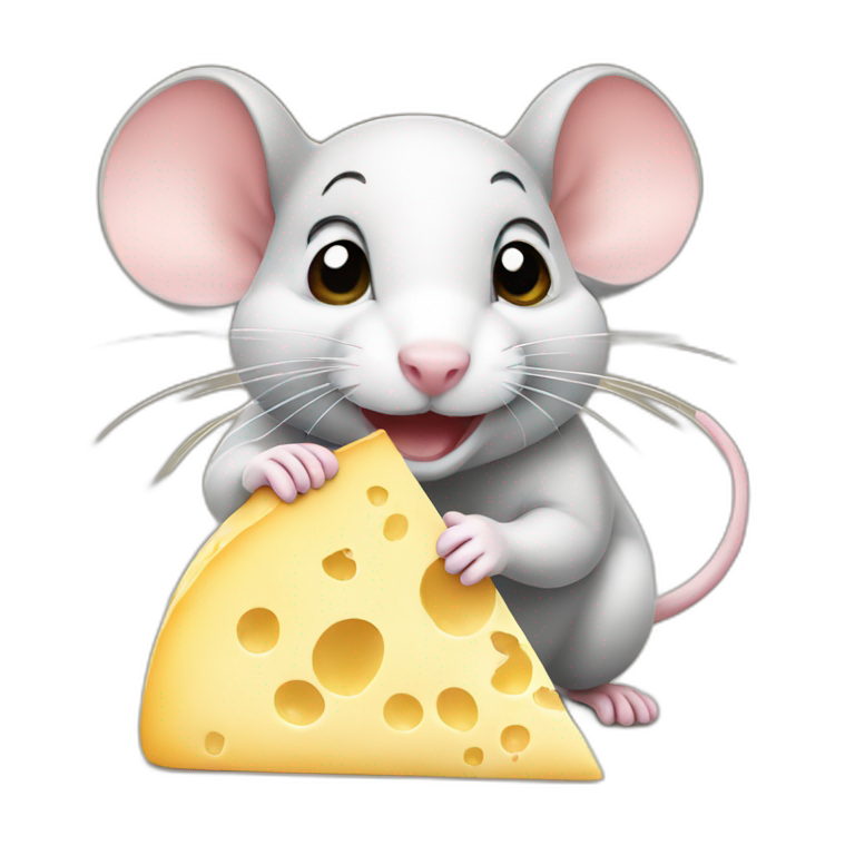 very cute mouse eating cheese emoji