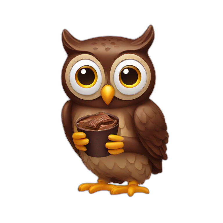 Owl eating chocolate emoji