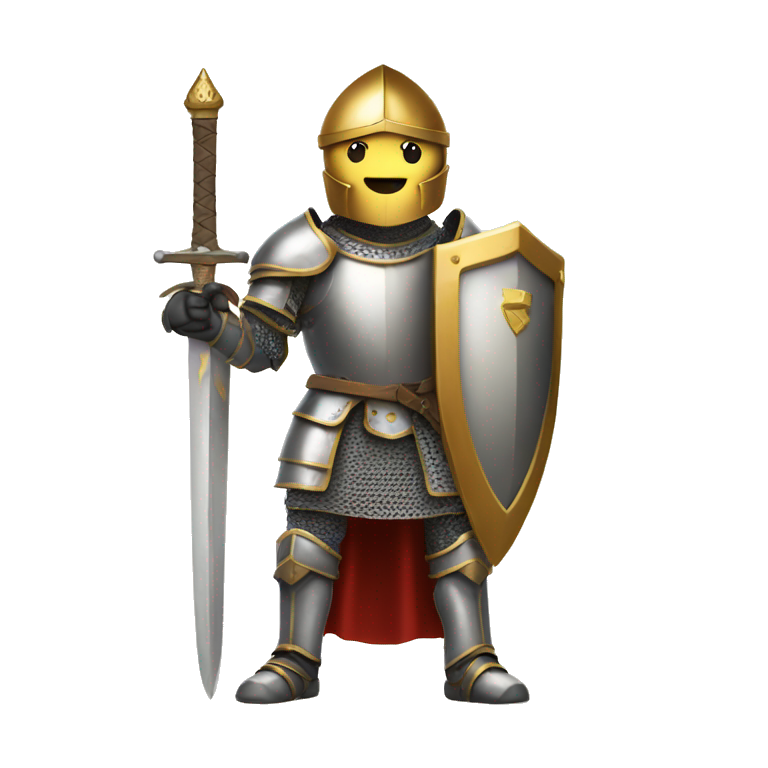 A knight with armor sheild and holding golden sword emoji