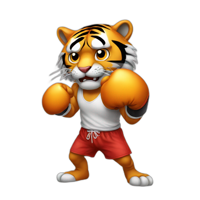 Tiger with evil face   boxing with his arms crossed emoji