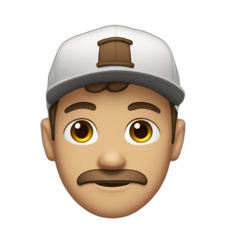 man brown hair snapback hat emoji