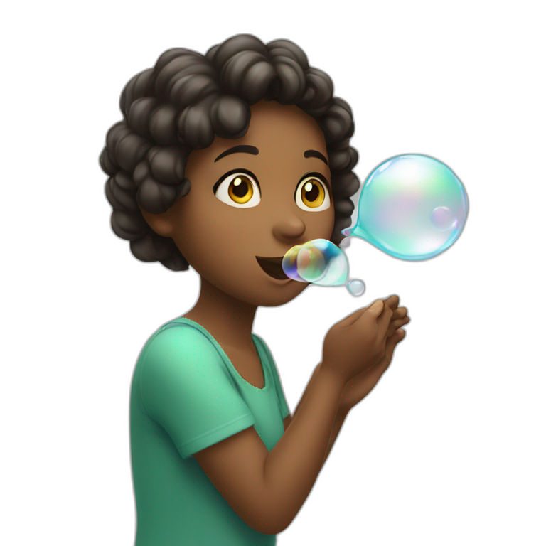 girl blowing bubbles emoji