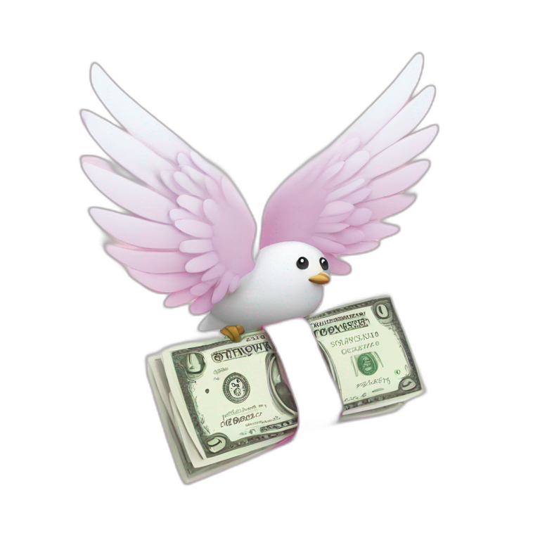pink money order with white wings emoji