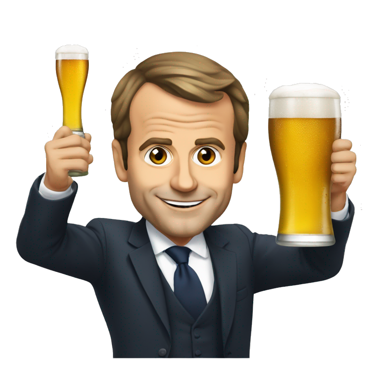 manuel Macron qui boit de la bière emoji