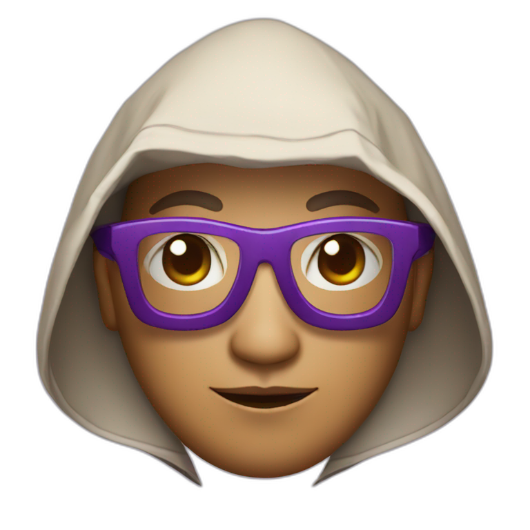 a monk with purple glasses with a triangular hood style hat from Antigua Guatemala emoji