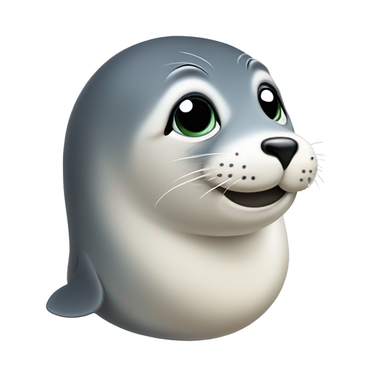 a cute seal head side on, turning it's head and looking forward emoji