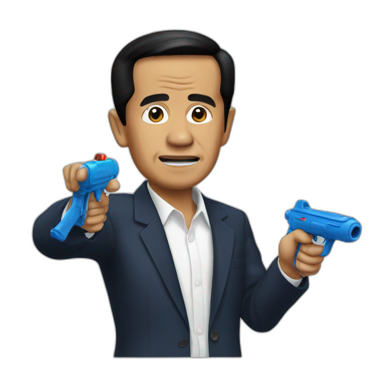 Jokowi pointing water gun emoji