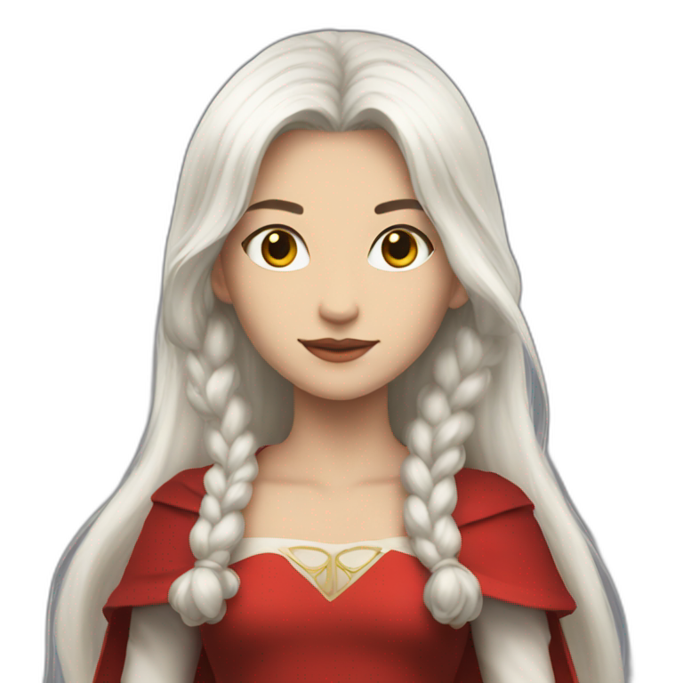 rpg-girl-with-long-white-hair and red dress emoji
