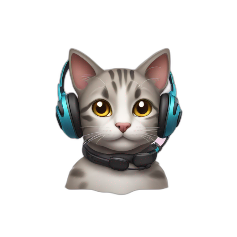 cat with gaming headset emoji