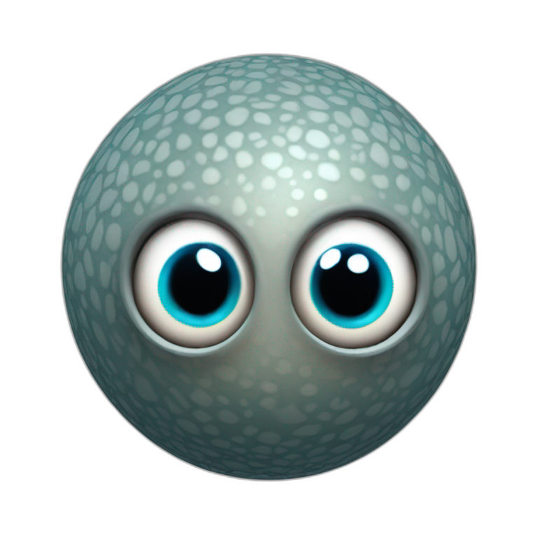 3d sphere with a cartoon Squid skin texture with big playful eyes emoji
