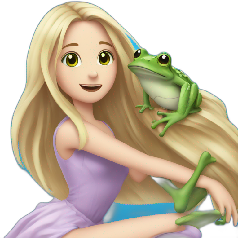smiling girl with frog emoji