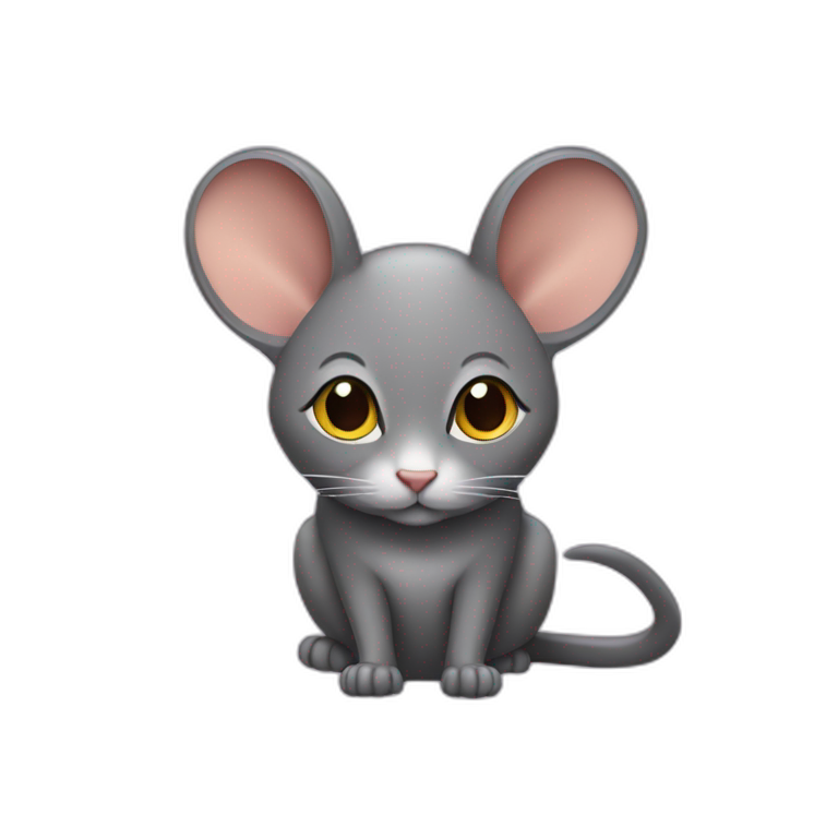 Une souris sur le dos d'un chat emoji