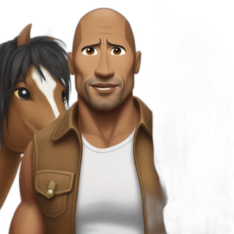 the rock with a horse emoji