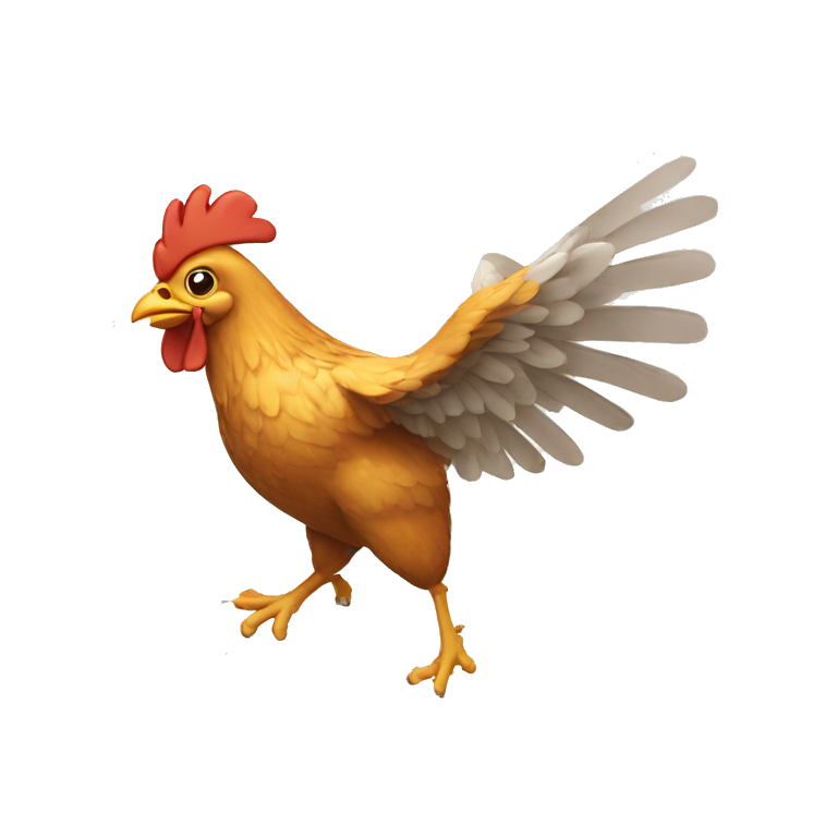 A flying chicken emoji