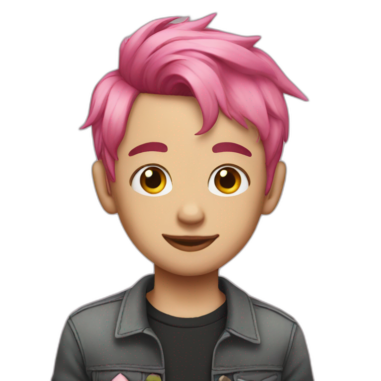 A boy has tattoo and a pink hair emoji