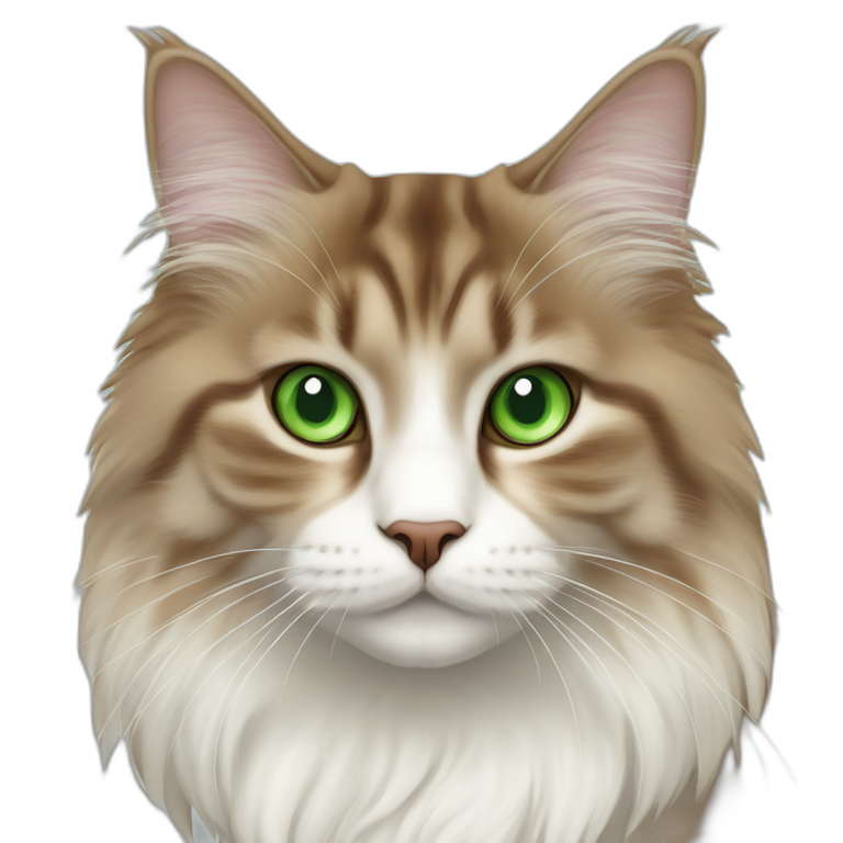 Brown amd white Siberian cat with green eyes emoji