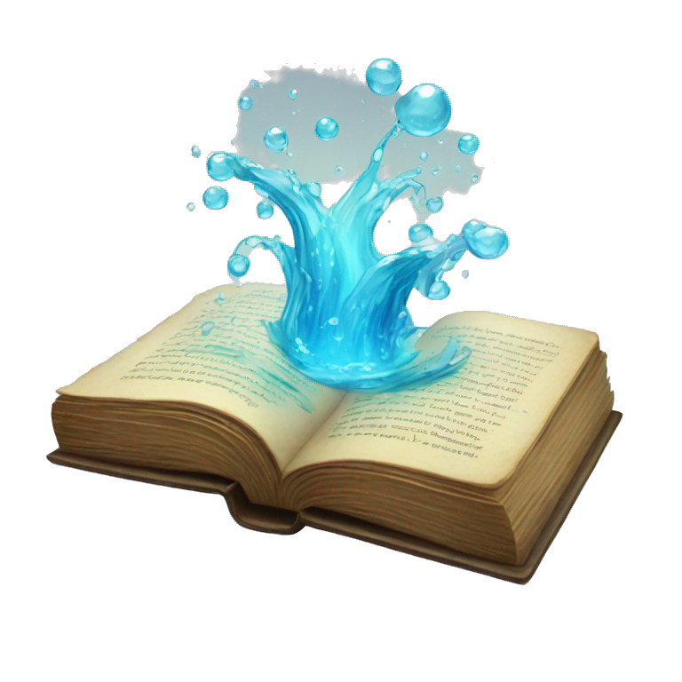 magic book, water element emoji
