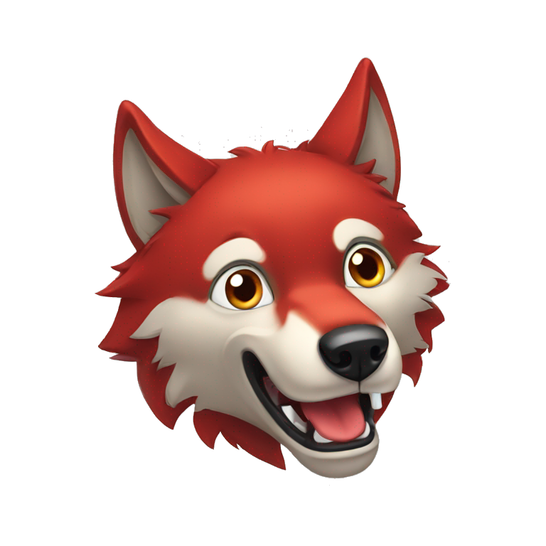 Red suprised wolf emoji