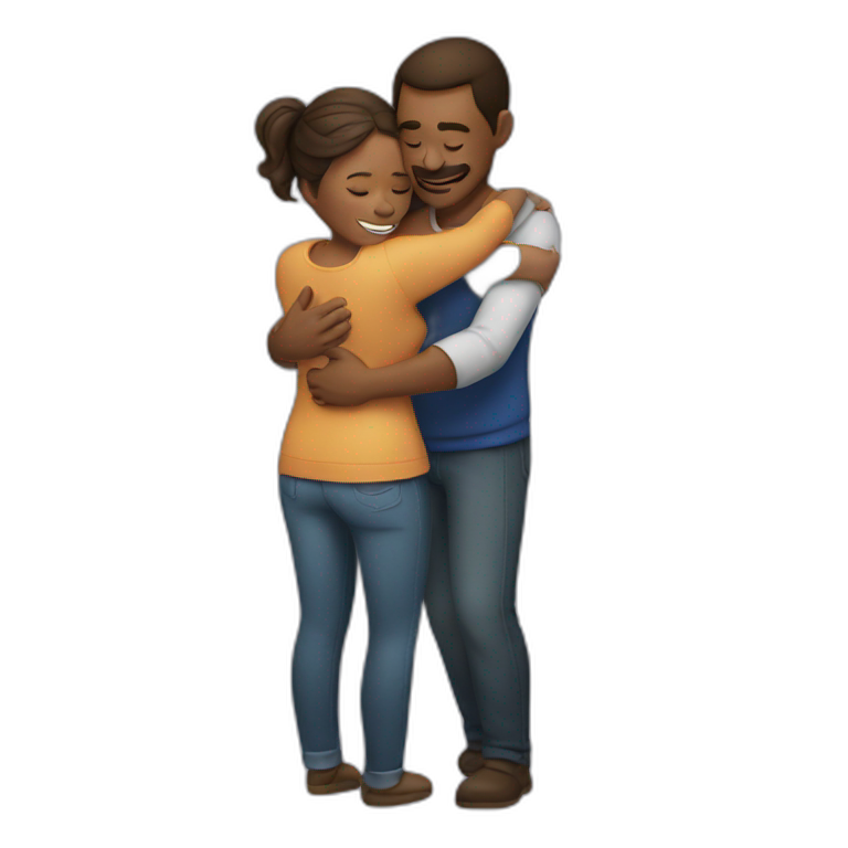 A man hugging a woman emoji