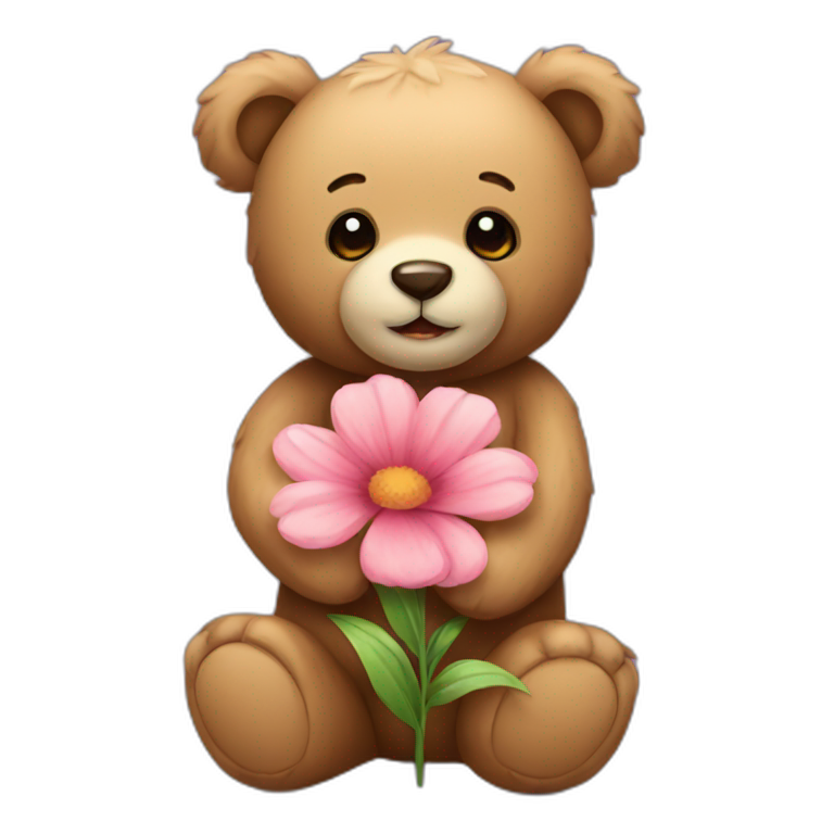 Teddy Bear holding a flower emoji