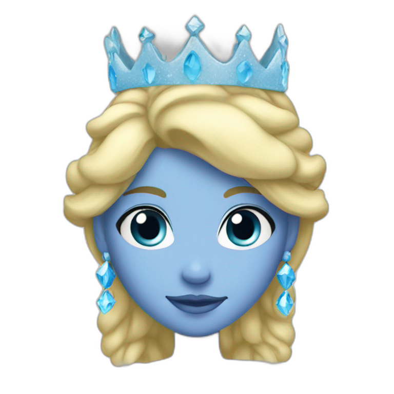 blue princess blonde hair ice crown emoji