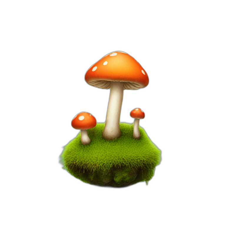 tiny mushrooms on moss emoji
