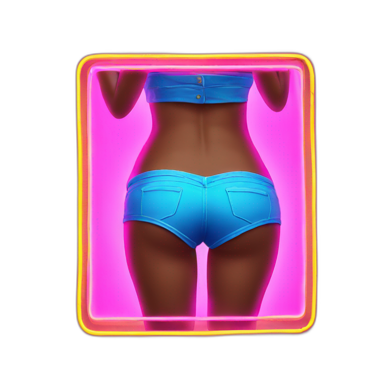 Juicy booty neon sign style emoji