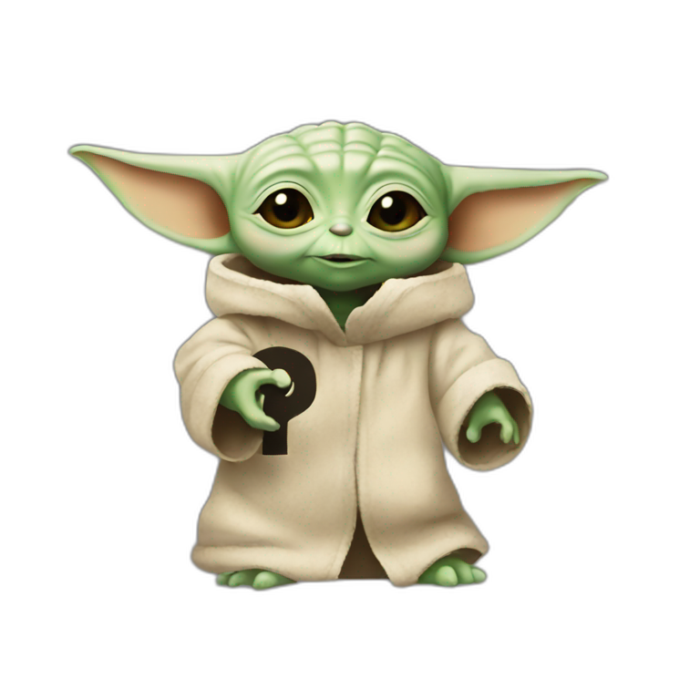 Baby Yoda holding a number 3 sign emoji