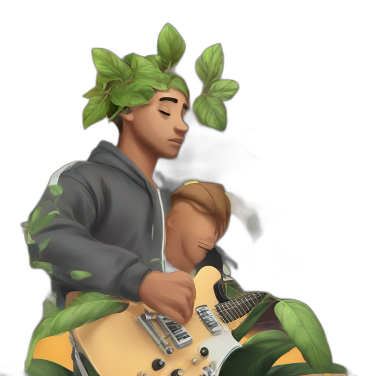 boy with hood and guitar emoji