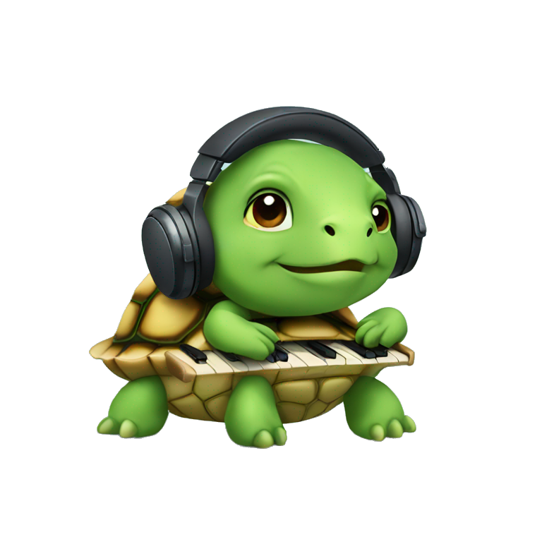 turtle cute listening to music emoji