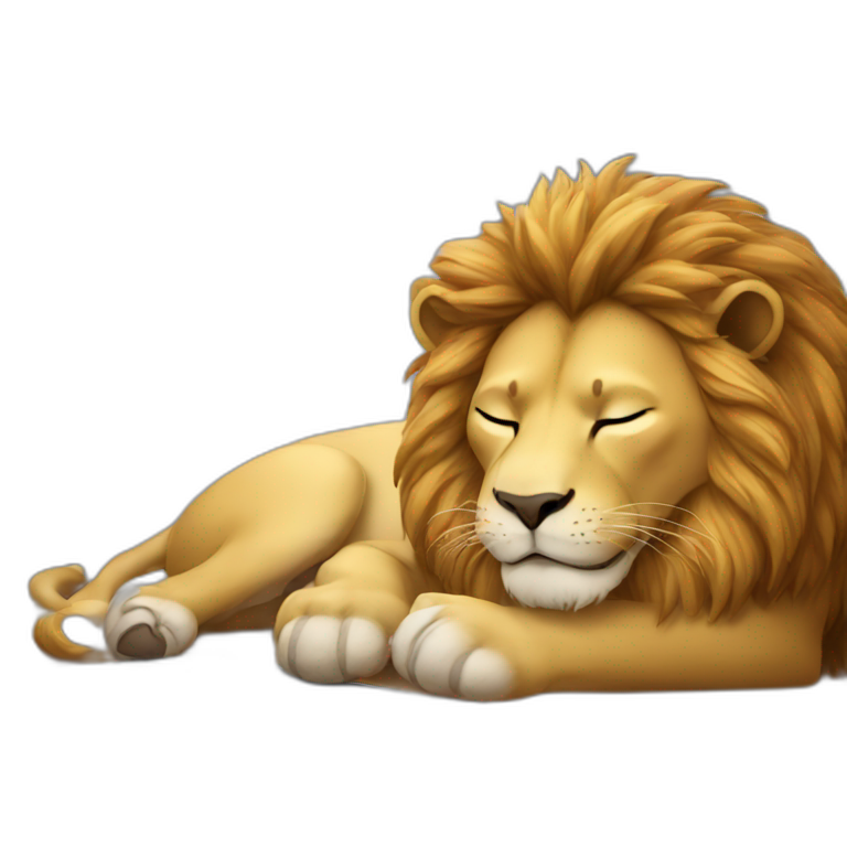 Lion using mobile while sleeping emoji