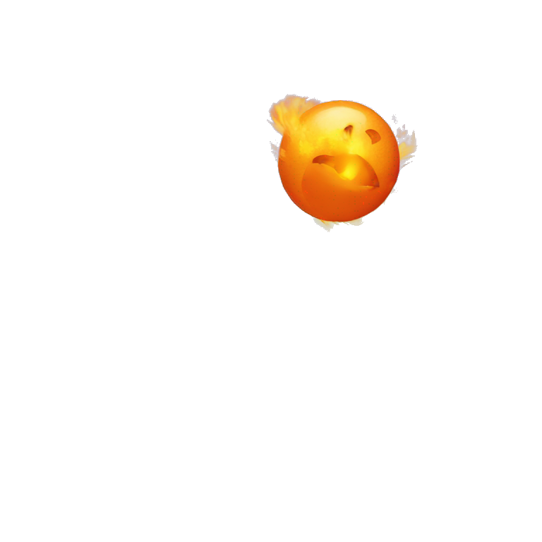 orange ball completely on fire flying through the air emoji