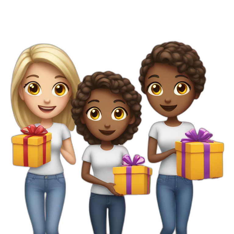 4 girls give gifts emoji