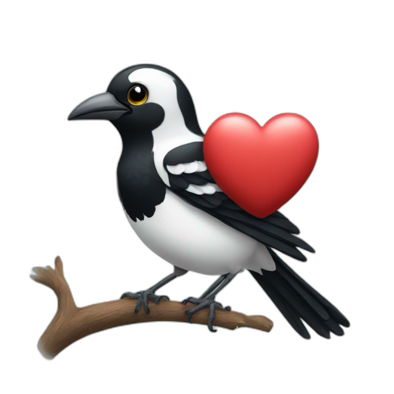 magpie holding heart emoji emoji