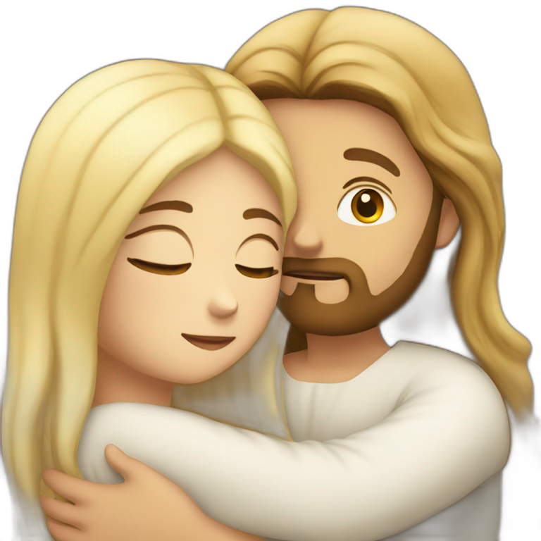 Jesus hugging a blonde girl emoji