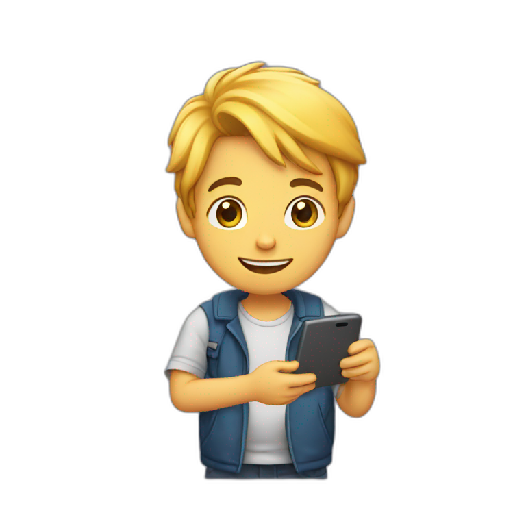 boy scrolling phonne emoji