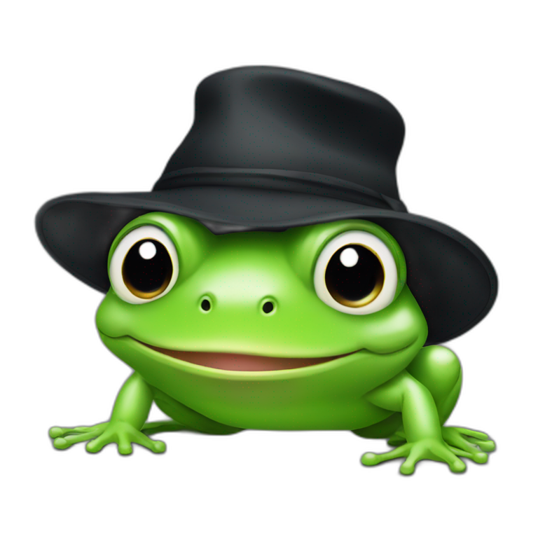 Cute Frog black cloth hat emoji