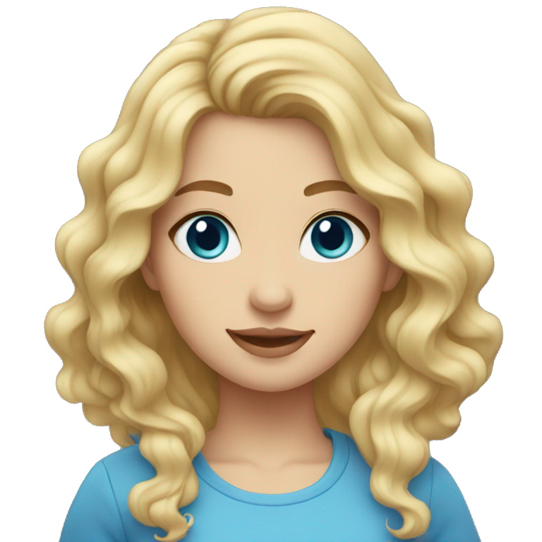 Cute woman with wavy blonde hair and blue eyes emoji