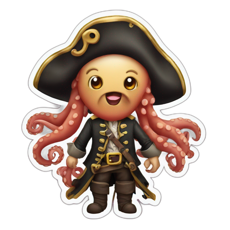 pirate cute octopus sticker emoji