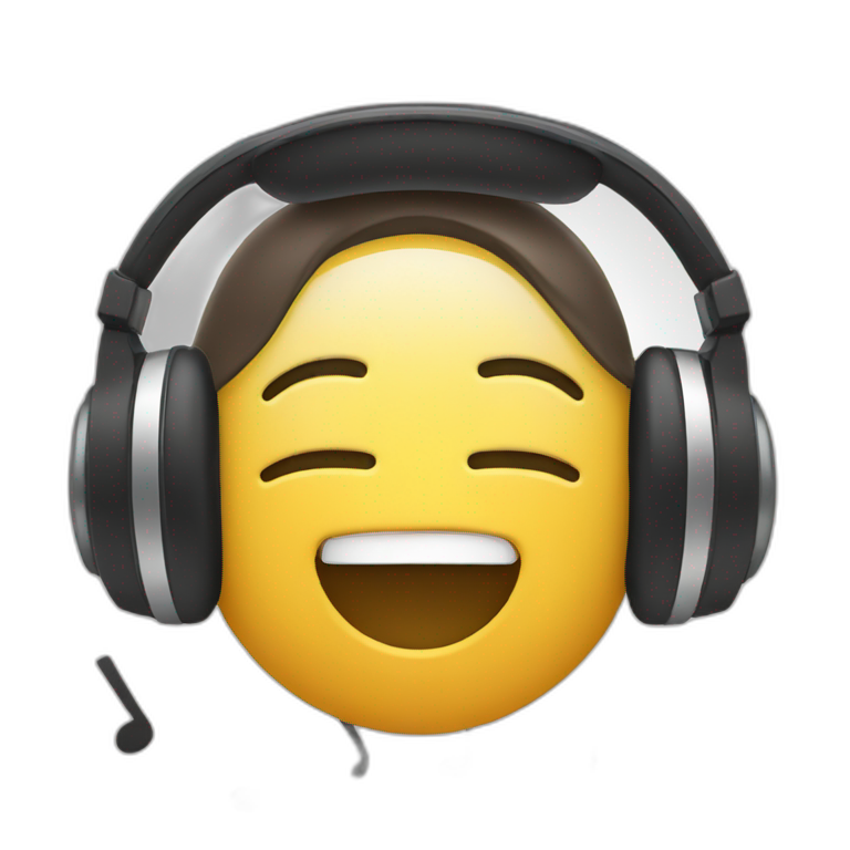 person singing with headphones and music notes emoji