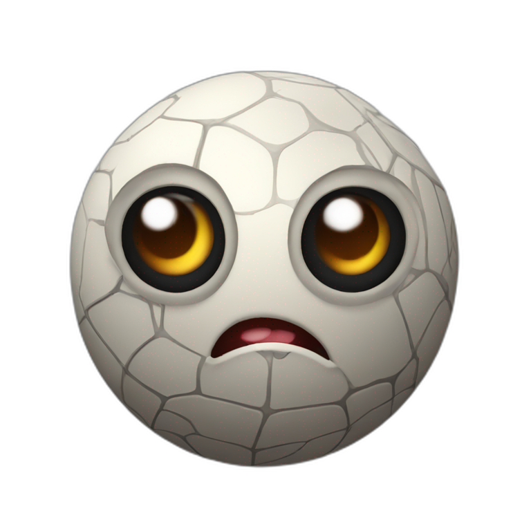 3d sphere with a cartoon Cave Spider skin texture with big thoughtful eyes emoji