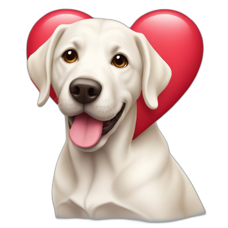 white labradore with a heart for valentine day emoji