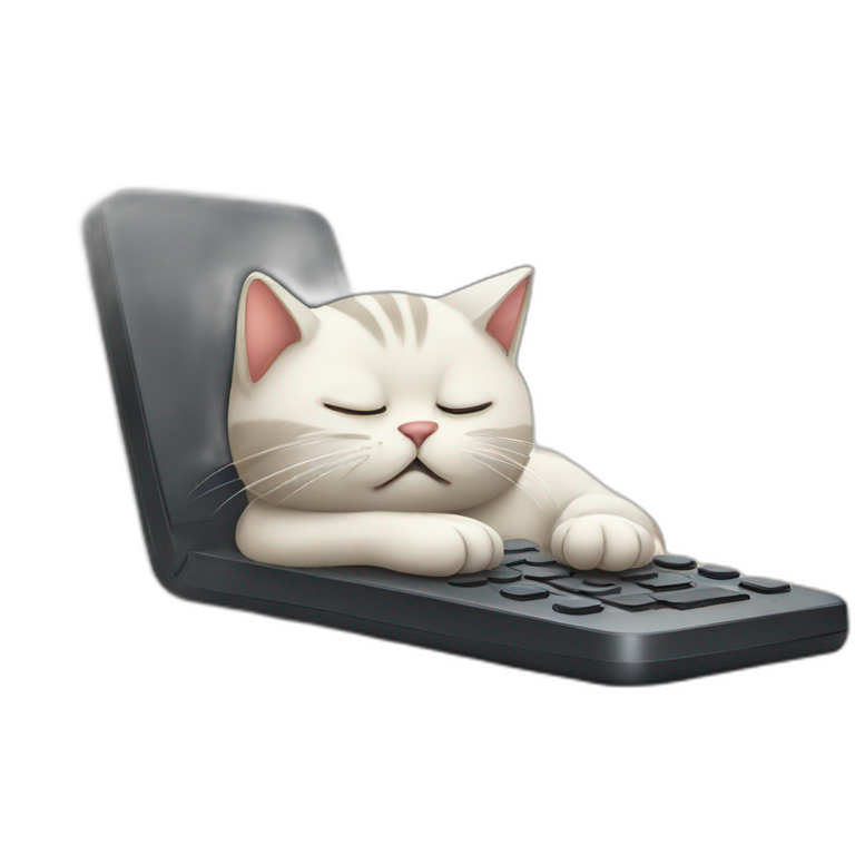 sleepy cat playing phone emoji