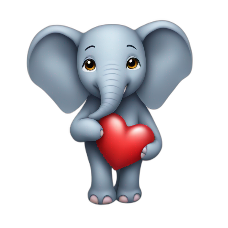 Elephant holding a heart emoji