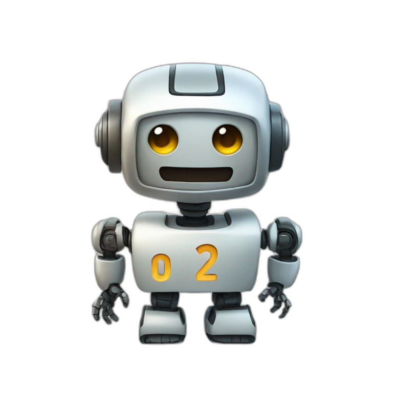  robot holding number two emoji