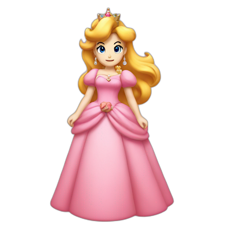 Mario wearing the dress of princes peach emoji