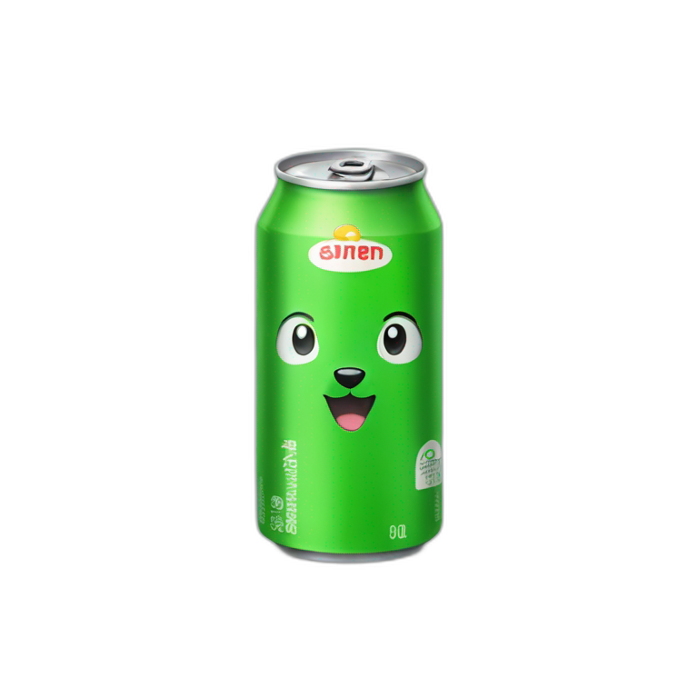 green soda can with a bear on emoji